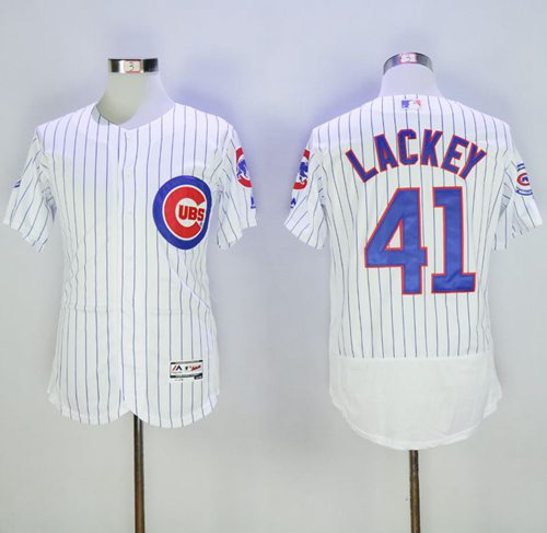 Cubs #41 John Lackey White Flexbase Authentic Collection Stitched MLB Jersey - Click Image to Close